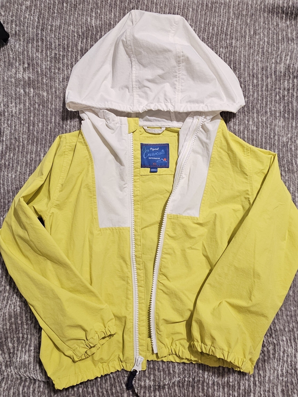 Crewcuts Yellow and White Hooded Windbreaker Zip-up Jacket